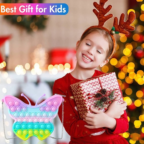 NEW Girls Butterfly Chain Bag Multicolor Anti-Anxiety Bubble Squeeze Purse - Picture 9 of 15